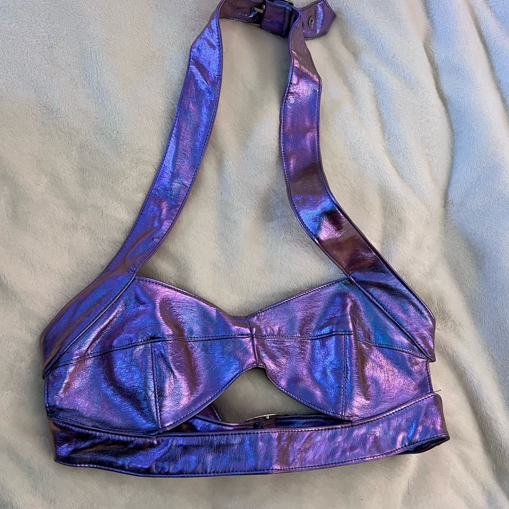 Purple Sleeveless Bustier Crop Top